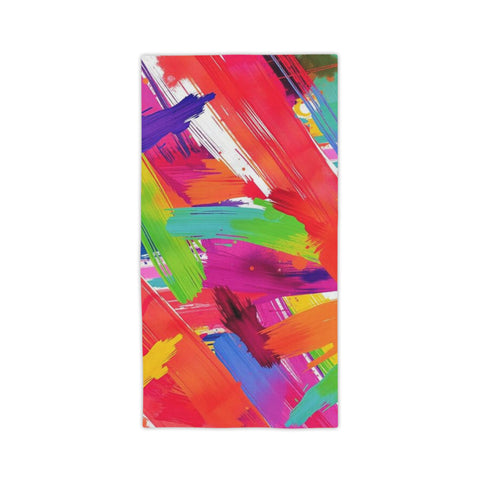Vibrant Brushstroke Beach Towel — Colorful Abstract Paint Swatch Design