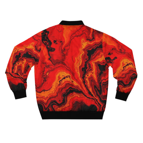 Red Lava Marble Bomber Jacket — Bold All-Over Print Men's Jacket