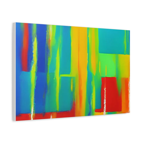 Abstract Rainbow Blocks Matte Canvas Print