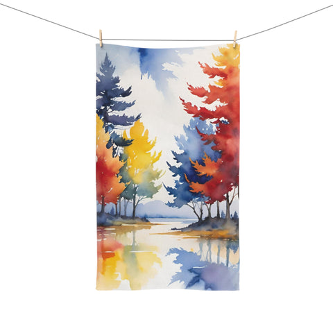 Autumn Watercolor Trees Hand Towel