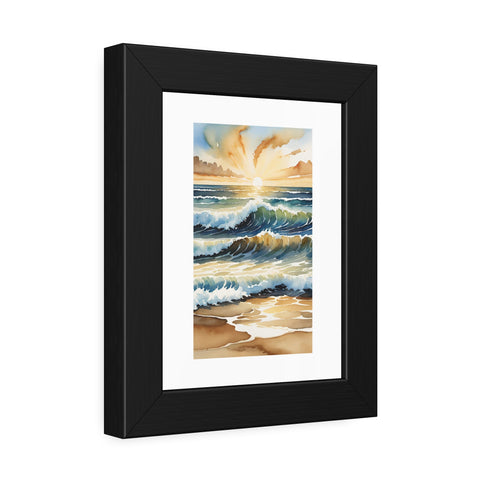Ocean Sunset Framed Poster — Coastal Wave Art Print