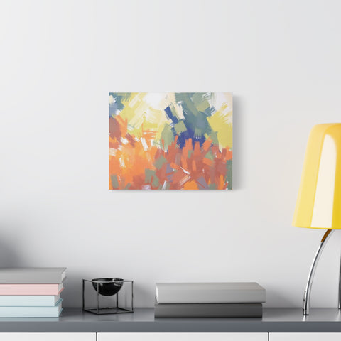 Abstract Colorful Brushstroke Matte Canvas Wall Art – Vibrant Orange & Green Stretched Print