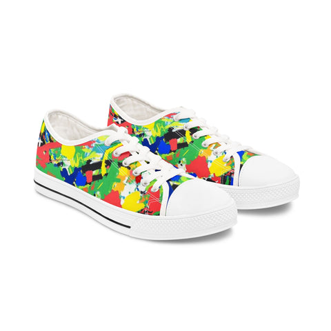 Color Splash Low Top Sneakers — Vibrant Abstract Women's Canvas Shoes