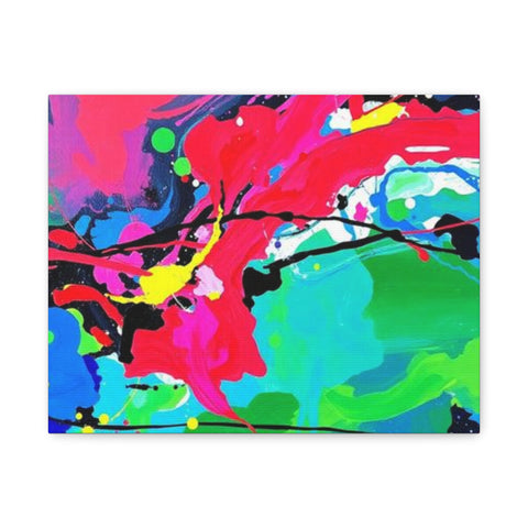Abstract Neon Splash Matte Canvas Print — Vibrant Colorful Stretched Wall Art
