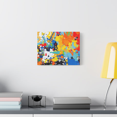 Abstract Splash Colorful Matte Canvas Wall Art – Vibrant Modern Stretched Print