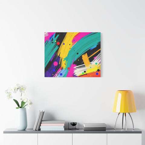 Abstract Neon Brushstroke Canvas Print — Colorful Modern Wall Art
