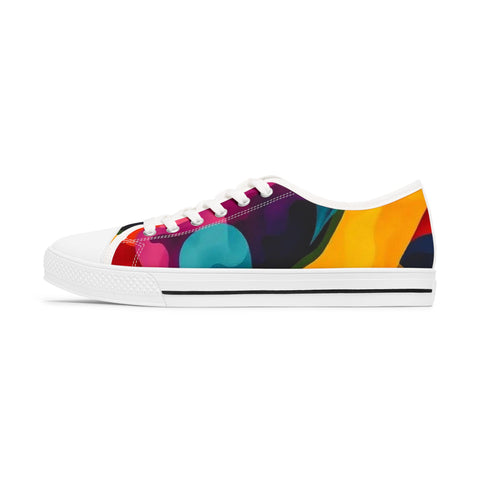 Colorful Abstract Women's Low Top Sneakers — Vibrant Gradient Canvas Shoes