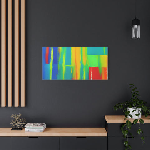 Abstract Rainbow Blocks Matte Canvas Print
