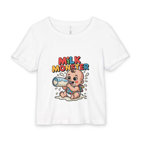 Milk Monster Baby Tee – Cute Cartoon Bottle-Feeding Infant Shirt (Organic Rib)