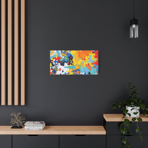 Abstract Splash Colorful Matte Canvas Wall Art – Vibrant Modern Stretched Print