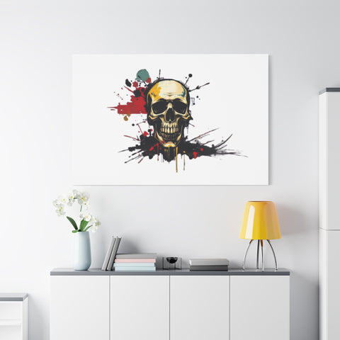 Skull Splash Art Canvas — Grunge Skull Wall Decor, Edgy Gothic Home Accent