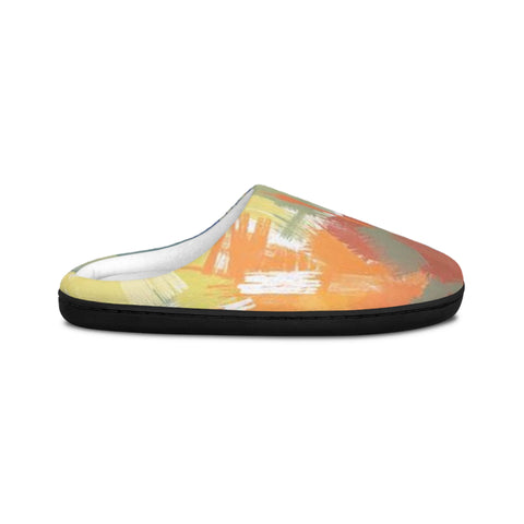 Abstract Brushstroke Women's Indoor Slippers — Cozy Colorful Home Shoes
