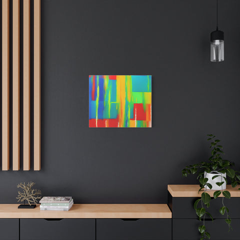 Abstract Rainbow Blocks Matte Canvas Print