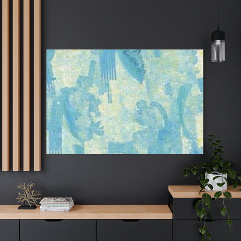 Abstract Aqua Brushstroke Canvas Print — Coastal Blue Wall Art