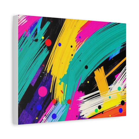 Abstract Neon Brushstroke Canvas Print — Colorful Modern Wall Art