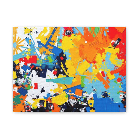 Abstract Splash Colorful Matte Canvas Wall Art – Vibrant Modern Stretched Print