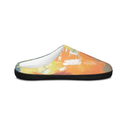 Abstract Brushstroke Women's Indoor Slippers — Colorful Cozy House Shoes