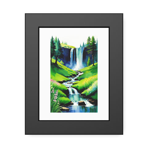 Waterfall Framed Art Print — Serene Landscape Poster for Home Decor