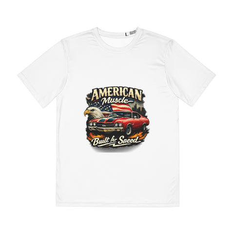 American Muscle Car Tee — "Built for Speed" Patriotic Eagle Graphic