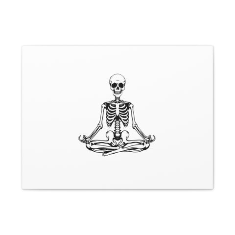 Yoga Skeleton Canvas Print — Meditating Skeleton Wall Art, Minimalist Gothic Home Decor