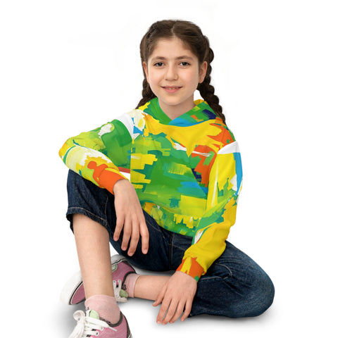 Kids Abstract Paint Splash Hoodie — Bright Colorful All-Over Print
