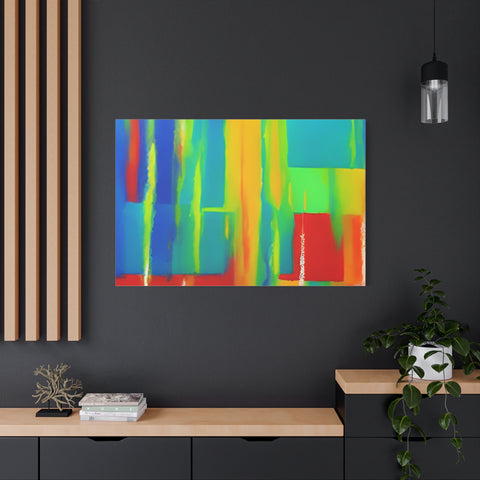 Abstract Rainbow Blocks Matte Canvas Print