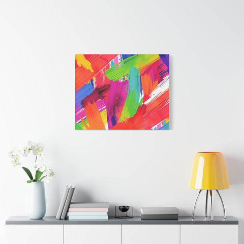 Abstract Rainbow Brushstrokes Matte Canvas Wall Art — Vibrant Stretched 1.25"