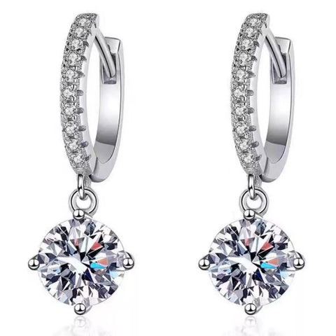 1 Carat Moissanite 925 Sterling Silver Drop Earrings