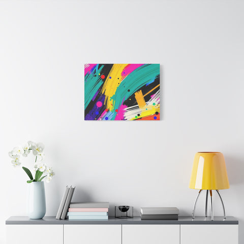 Abstract Neon Brushstroke Canvas Print — Colorful Modern Wall Art