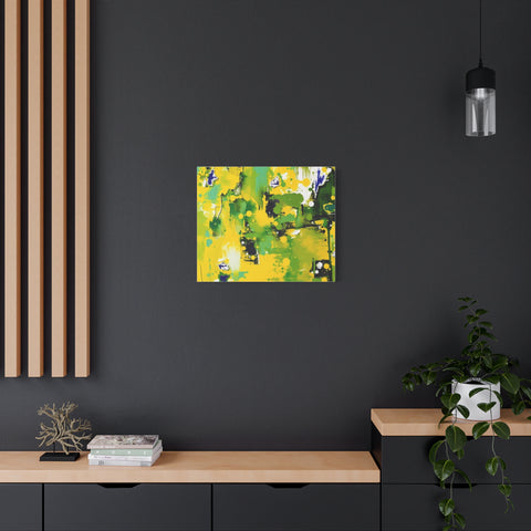 Abstract Green & Yellow Matte Canvas Print – Vibrant Modern Wall Art