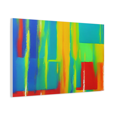 Abstract Rainbow Blocks Matte Canvas Print