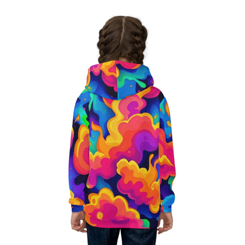 Kids' Psychedelic Cloud Hoodie – Colorful All-Over Print