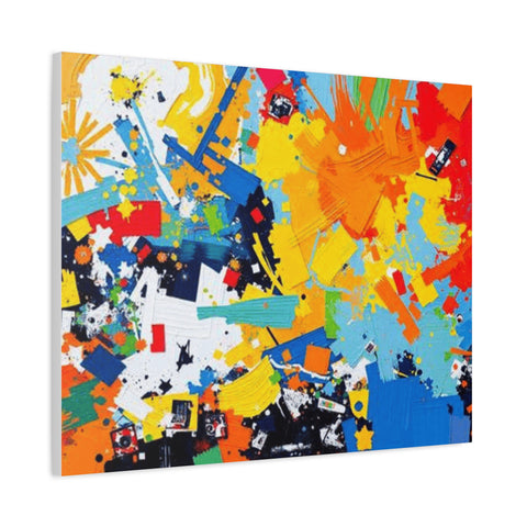 Abstract Splash Colorful Matte Canvas Wall Art – Vibrant Modern Stretched Print