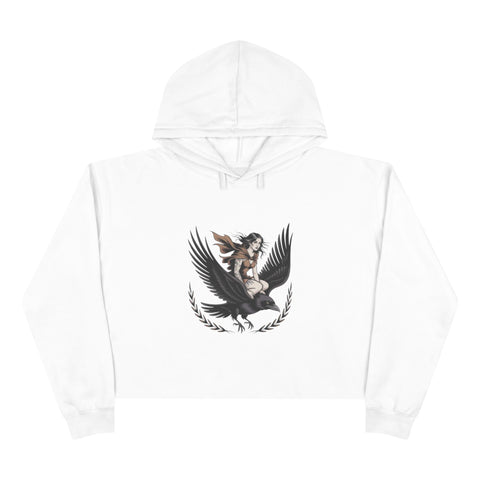 Angel Rider Crop Hoodie — Gothic Winged Angel Graphic Crop Sweatshirt