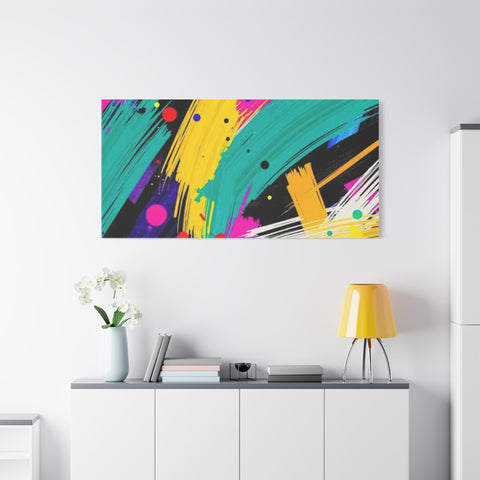 Abstract Neon Brushstroke Canvas Print — Colorful Modern Wall Art
