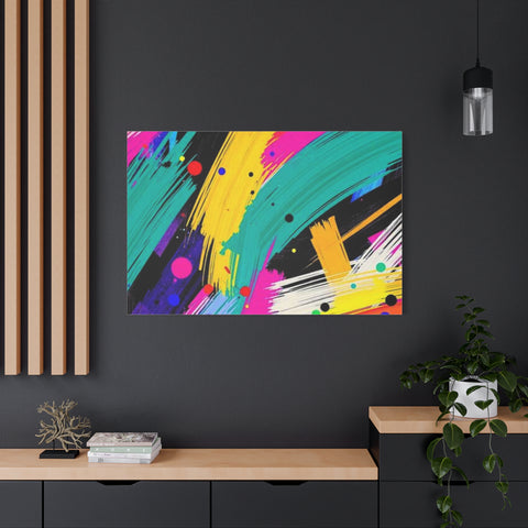 Abstract Neon Brushstroke Canvas Print — Colorful Modern Wall Art