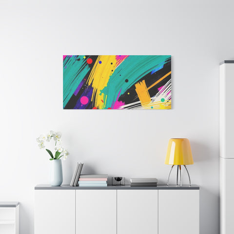 Abstract Neon Brushstroke Canvas Print — Colorful Modern Wall Art