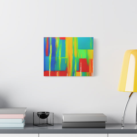 Abstract Rainbow Blocks Matte Canvas Print