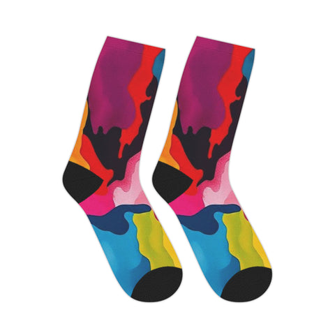 Colorful Abstract Mid-Length Socks — Vibrant Camouflage Pattern