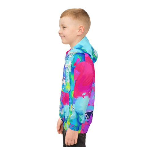 Kids' Neon Splash Hoodie – Colorful Abstract All-Over Print