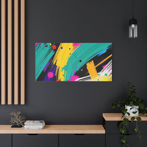Abstract Neon Brushstroke Canvas Print — Colorful Modern Wall Art
