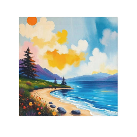 Beach Sunset Face Towel — Coastal Scenery Printed Hand Towel