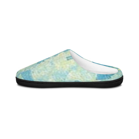 Men's Blue Abstract Watercolor Indoor Slippers