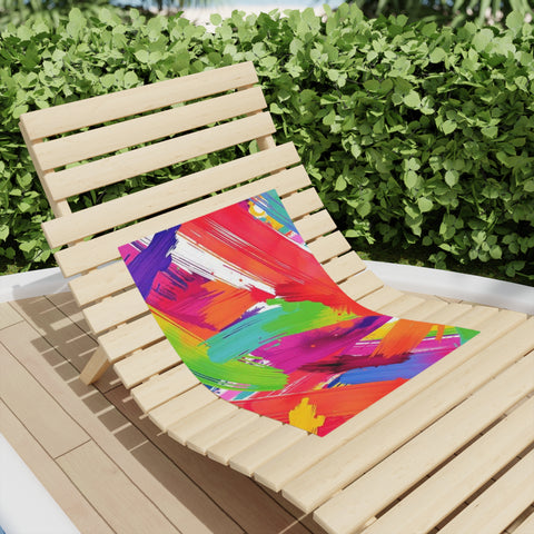 Vibrant Brushstroke Beach Towel — Colorful Abstract Paint Swatch Design