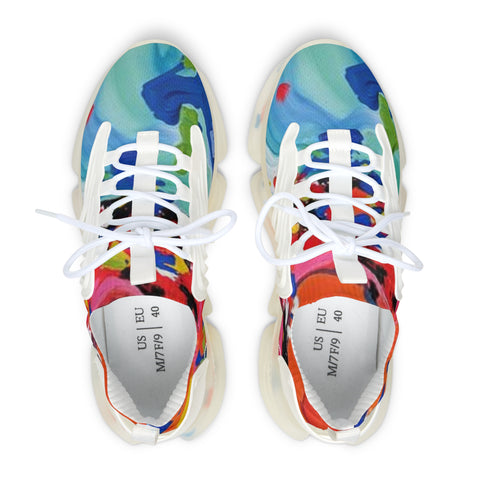 Colorful Abstract Mesh Sneakers — Women's Lightweight Breathable Athletic Shoes