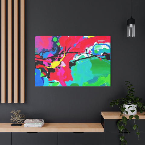 Abstract Neon Splash Matte Canvas Print — Vibrant Colorful Stretched Wall Art