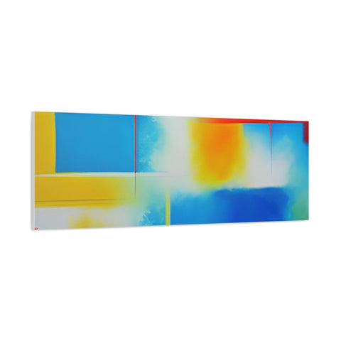 Abstract Color Field Matte Canvas Print — Vibrant Blue, Yellow & Red Stretched Wall Art