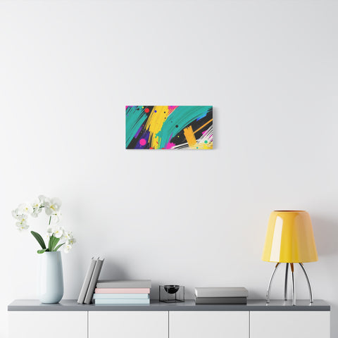 Abstract Neon Brushstroke Canvas Print — Colorful Modern Wall Art