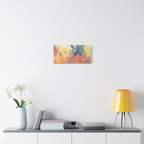 Abstract Colorful Brushstroke Matte Canvas Wall Art – Vibrant Orange & Green Stretched Print
