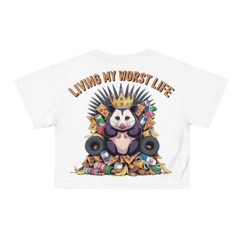 Living My Worst Life Crop Tee — Funny Panda Throne Graphic